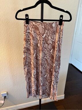 love, Fire Reddish Snake-Print Midi Skirt